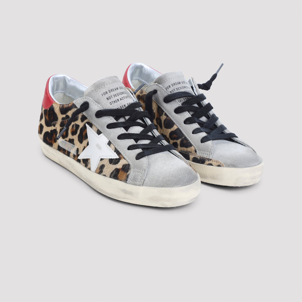 Golden Goose "Super Star" Leopard Horsy Upper Leather Star And Heel Suede Toe And Tongue