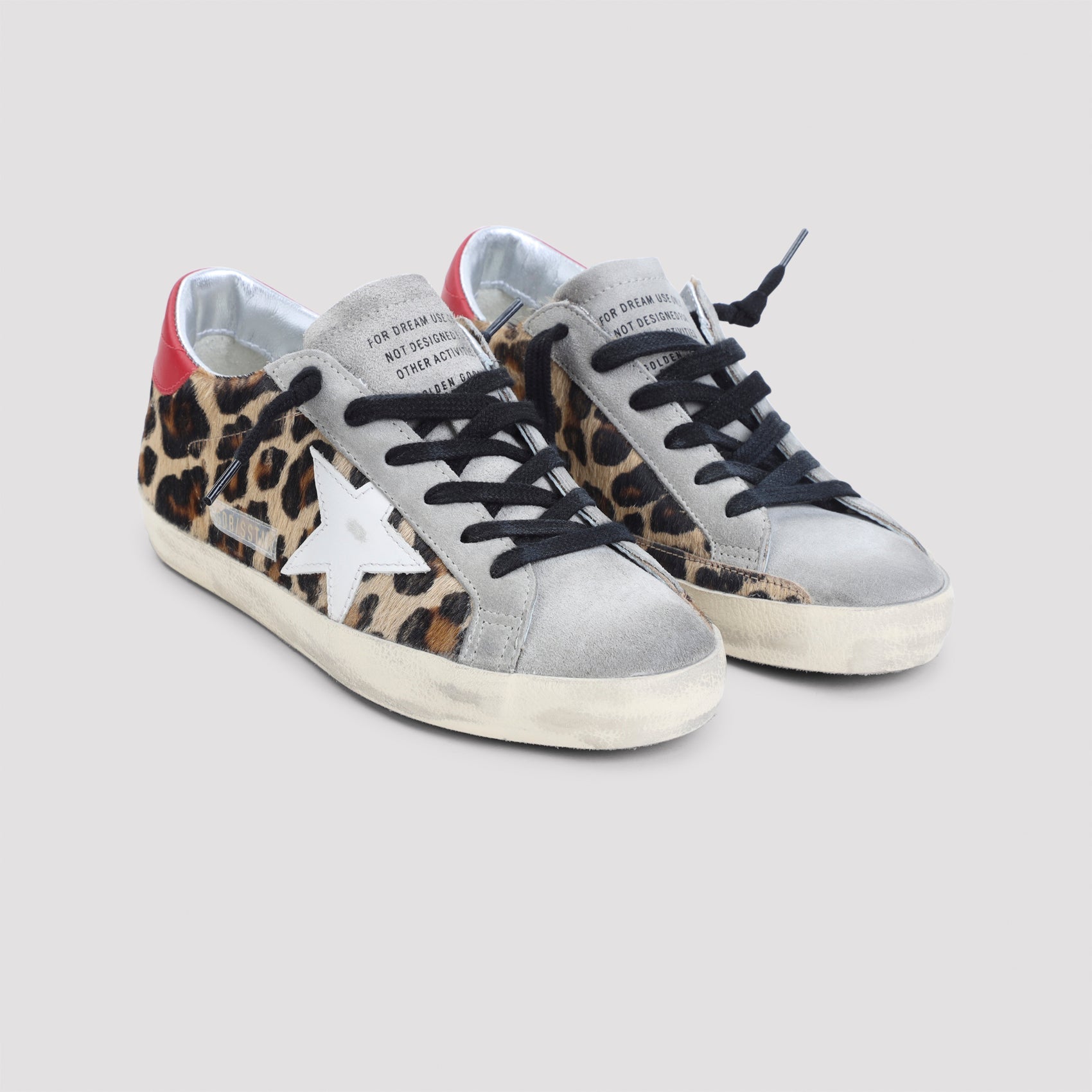 Golden Goose "Super Star" Leopard Horsy Upper Leather Star And Heel Suede Toe And Tongue