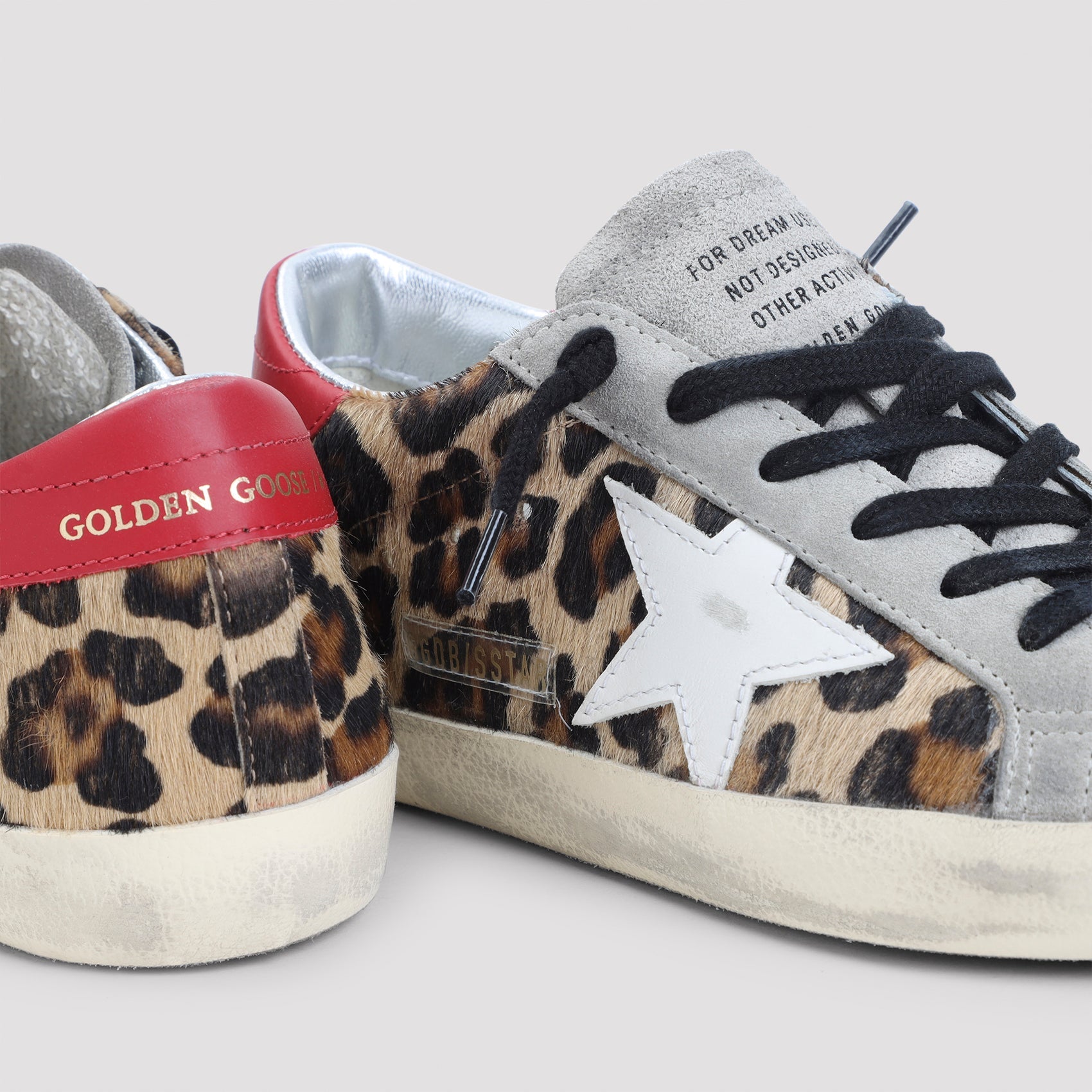 Golden Goose "Super Star" Leopard Horsy Upper Leather Star And Heel Suede Toe And Tongue