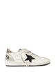Golden Goose White And Black Ball Star Sneakers With Gold Glitter