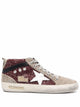 Golden Goose "Mid Star" Glitter Upper Suede Toe And Spur Leather Star And Wave Sneakers
