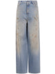 Golden Goose "Journey W`S" Melody Boyfriend Pant Cotton Denim Officina Wash With Studs On Side