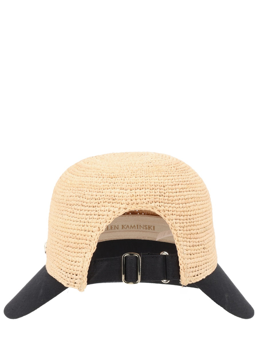 Helen Kaminski Beige Raffia And Linen Hat