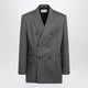 Ami Paris Double-Breasted Carbon Grey Virgin Wool Blazer