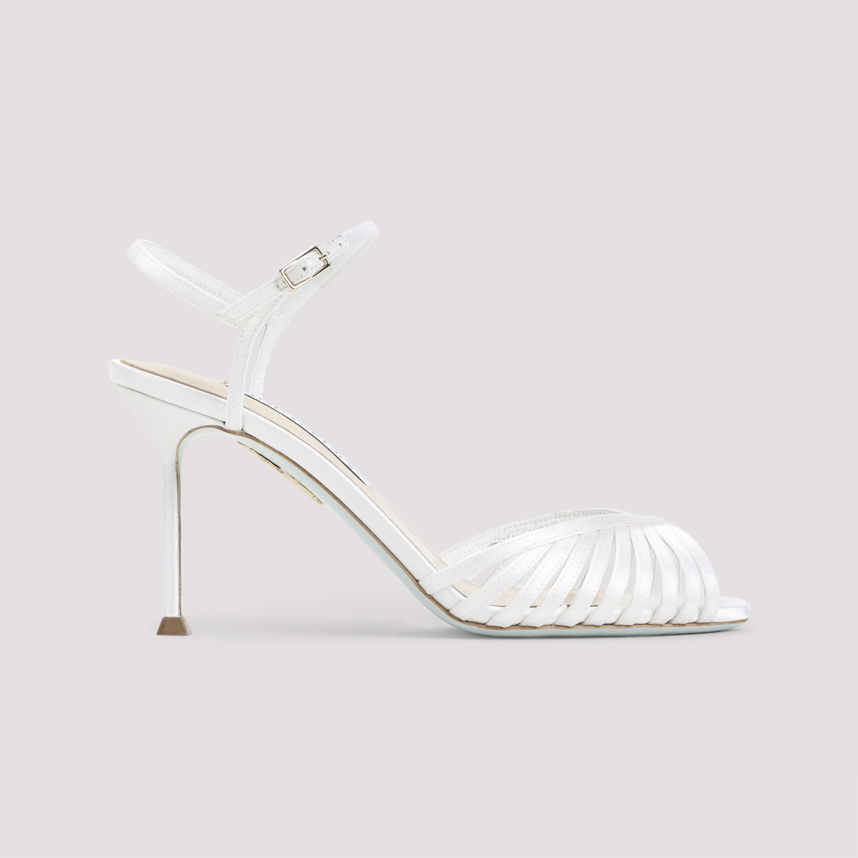Aquazzura Off White Textile Satin Hold Me Sandal