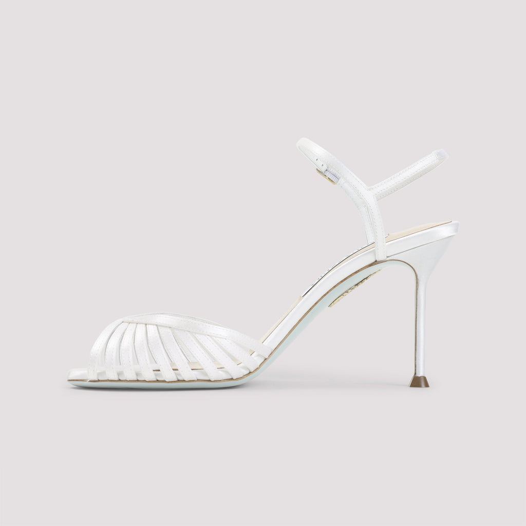 Aquazzura Off White Textile Satin Hold Me Sandal