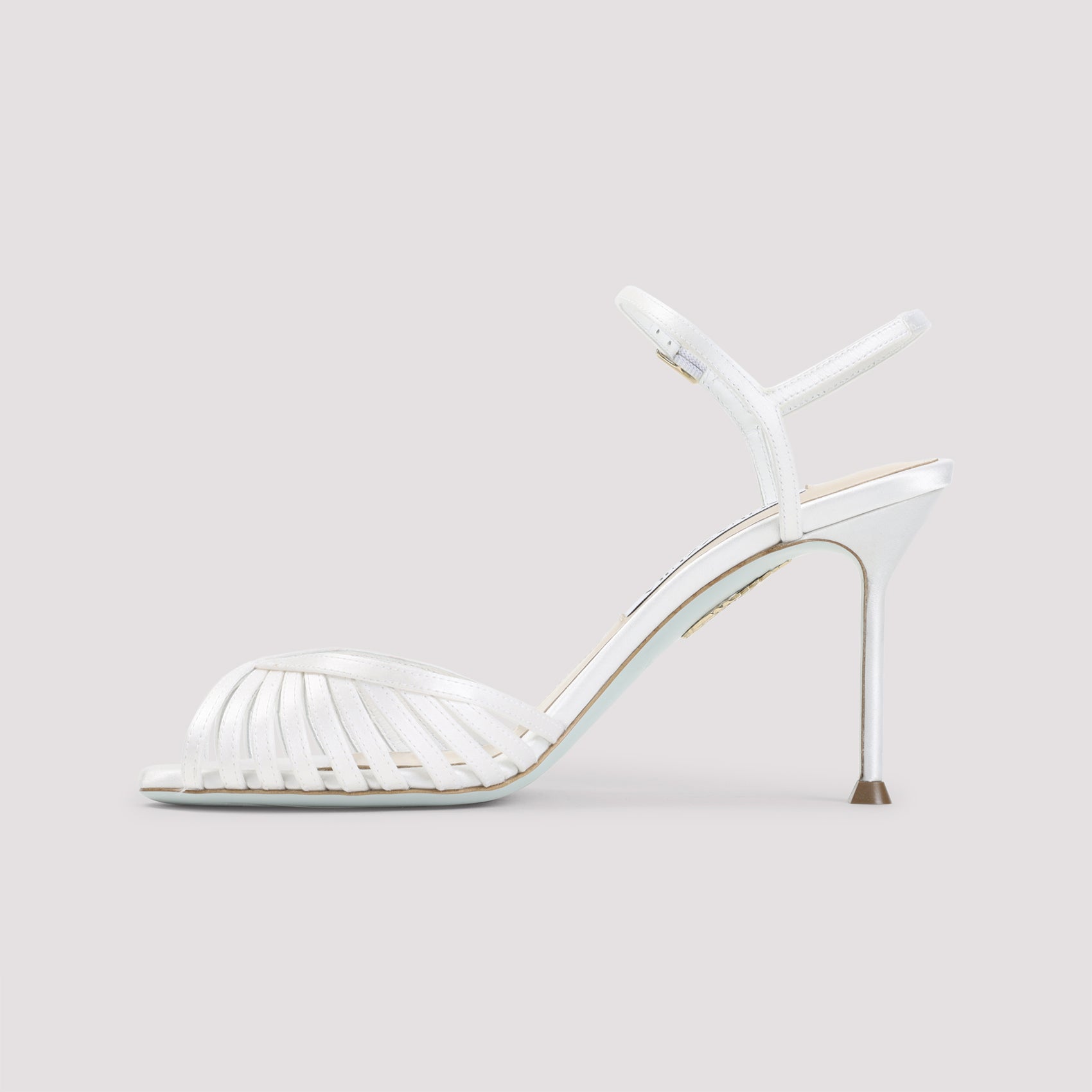 Aquazzura Off White Textile Satin Hold Me Sandal