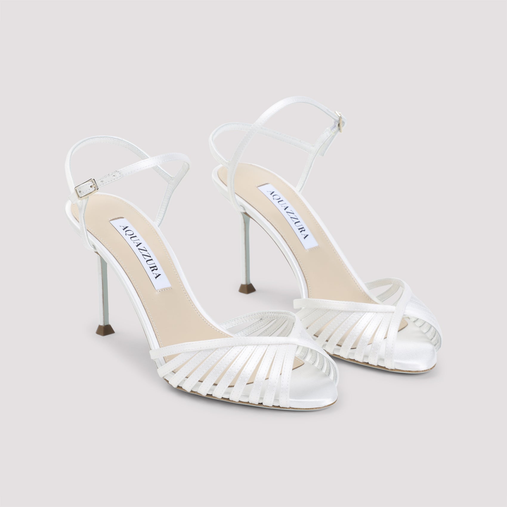 Aquazzura Off White Textile Satin Hold Me Sandal