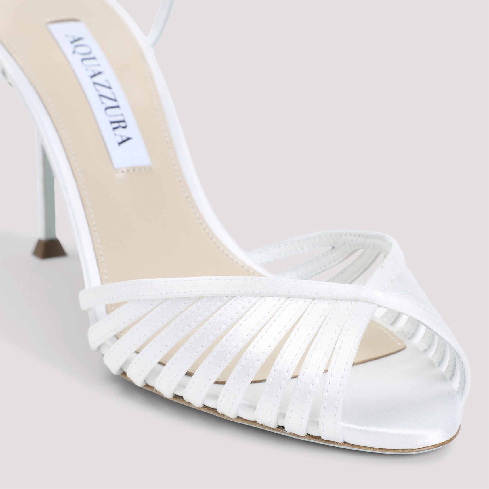 Aquazzura Off White Textile Satin Hold Me Sandal