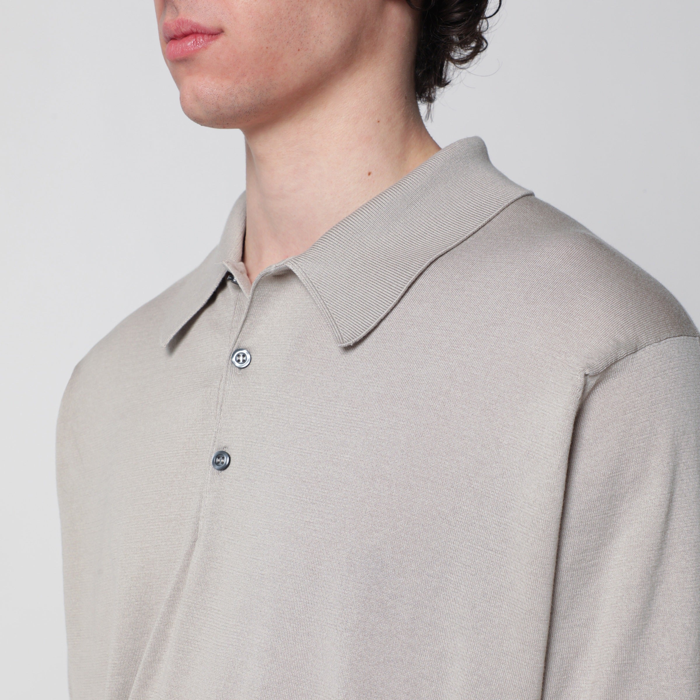 John Smedley Isis Light Beige Cotton Polo Shirt