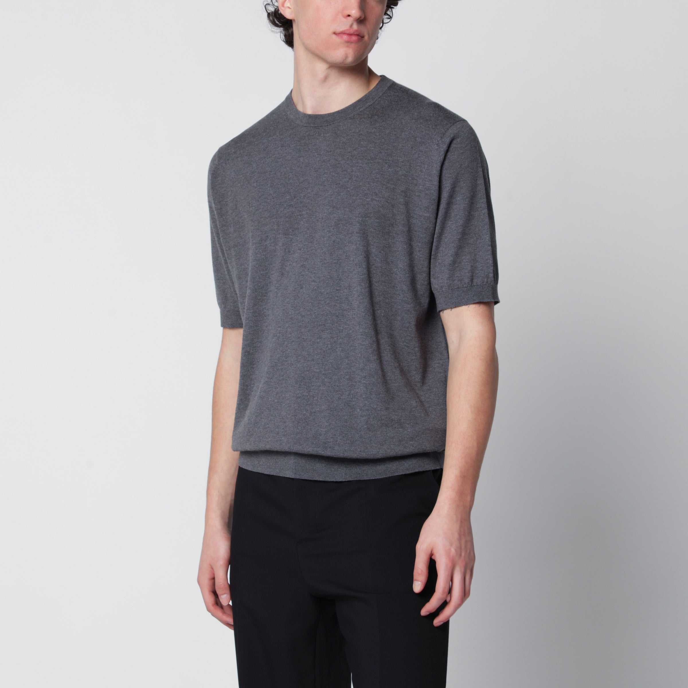 John Smedley Kempton Grey Cotton Sweater