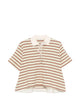 Moncler Polo Mc Beige With Brown And Green Stripes