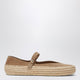 Loewe Rio Mary Janes In Dark Beige Suede And Raffia