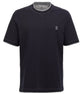 Brunello Cucinelli Blue Brunello Cucinelli Mens Cotton Faux-Layering T-Shirt Featuring An Embroidered Solomeo Chest Crest Logo.