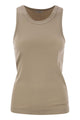 Brunello Cucinelli Stretch Cotton Ribbed Jersey Top With Monile