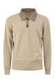 Brunello Cucinelli Pure Cashmere Polo Jumper With Leather Details
