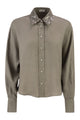 Brunello Cucinelli Linen Shirt With Sequin-Embroidered Collar