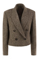 Brunello Cucinelli Double-Breasted Herringbone Blazer With Subtle Shimmer