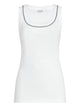 Brunello Cucinelli Sleeveless Ribbed Top In Stretch Cotton With Jewelled Trim