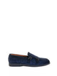 Santoni Blue Double Buckle Suede Moccasin