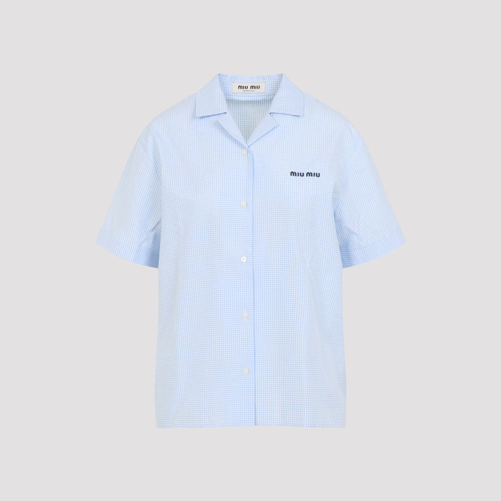 Miu Miu Bianco Cielo Short-Sleeve Shirt
