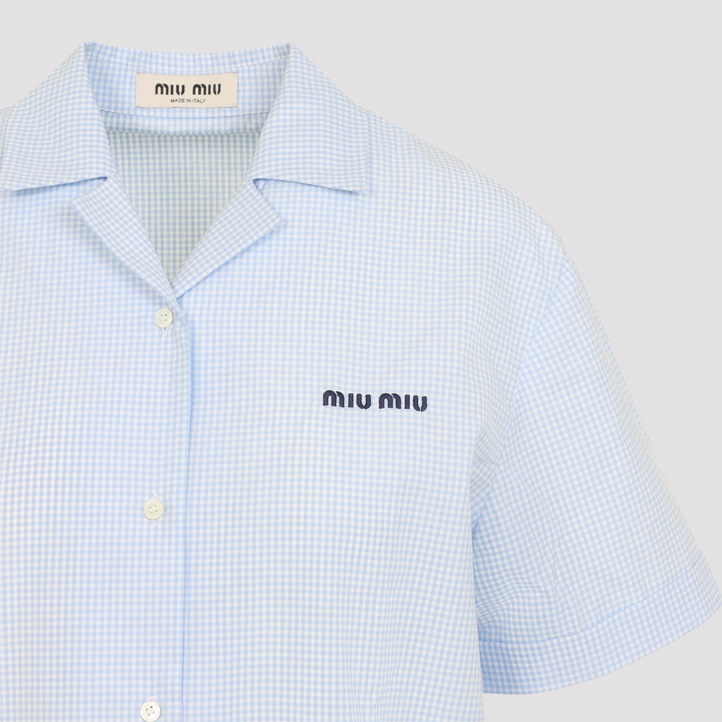Miu Miu Bianco Cielo Short-Sleeve Shirt