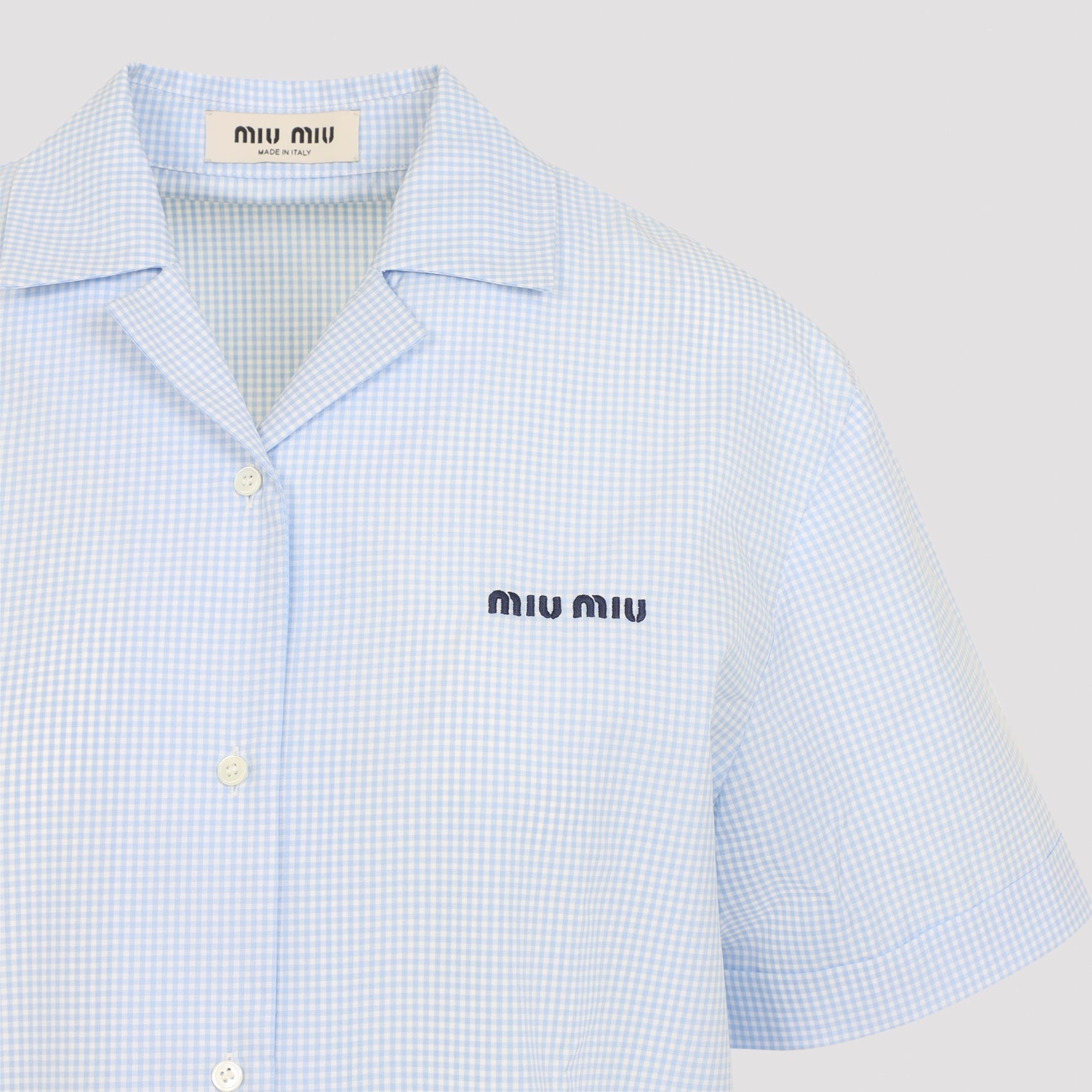 Miu Miu Bianco Cielo Short-Sleeve Shirt