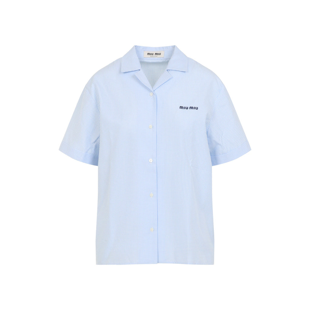 Miu Miu Bianco Cielo Short-Sleeve Shirt