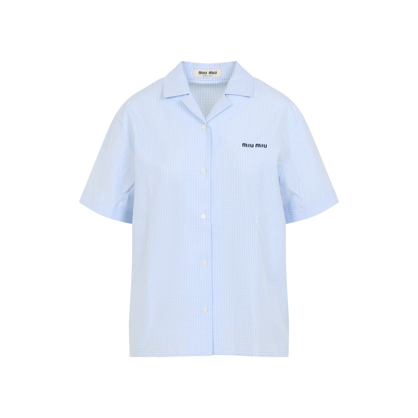 Miu Miu Bianco Cielo Short-Sleeve Shirt