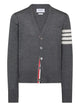 Thom Browne Classic V Neck Cardigan In Fine Merino Wool With 4 Bar Stripes