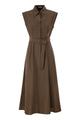 Brunello Cucinelli Long Sleeveless Cotton Dress With Belt At The Waist