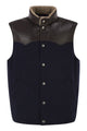 Brunello Cucinelli Wool Padded Gilet With Leather Trims And Shearling Collar