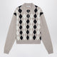 Miu Miu Argyle Beige Cashmere Polo Shirt