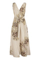 Brunello Cucinelli Long Cotton Dress With Floral Print And Matching Belt