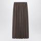 Max Mara Long Pleated Skirt In Dark Khaki Lightweight Jersey