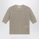 Max Mara Cable-Knit Linen Crewneck Sweater In Brown