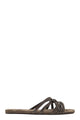 Brunello Cucinelli Flat Leather Sandals With Criss-Cross Straps