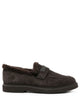 Brunello Cucinelli Suede Penny Loafers With Shearling Lining And Precious Insert