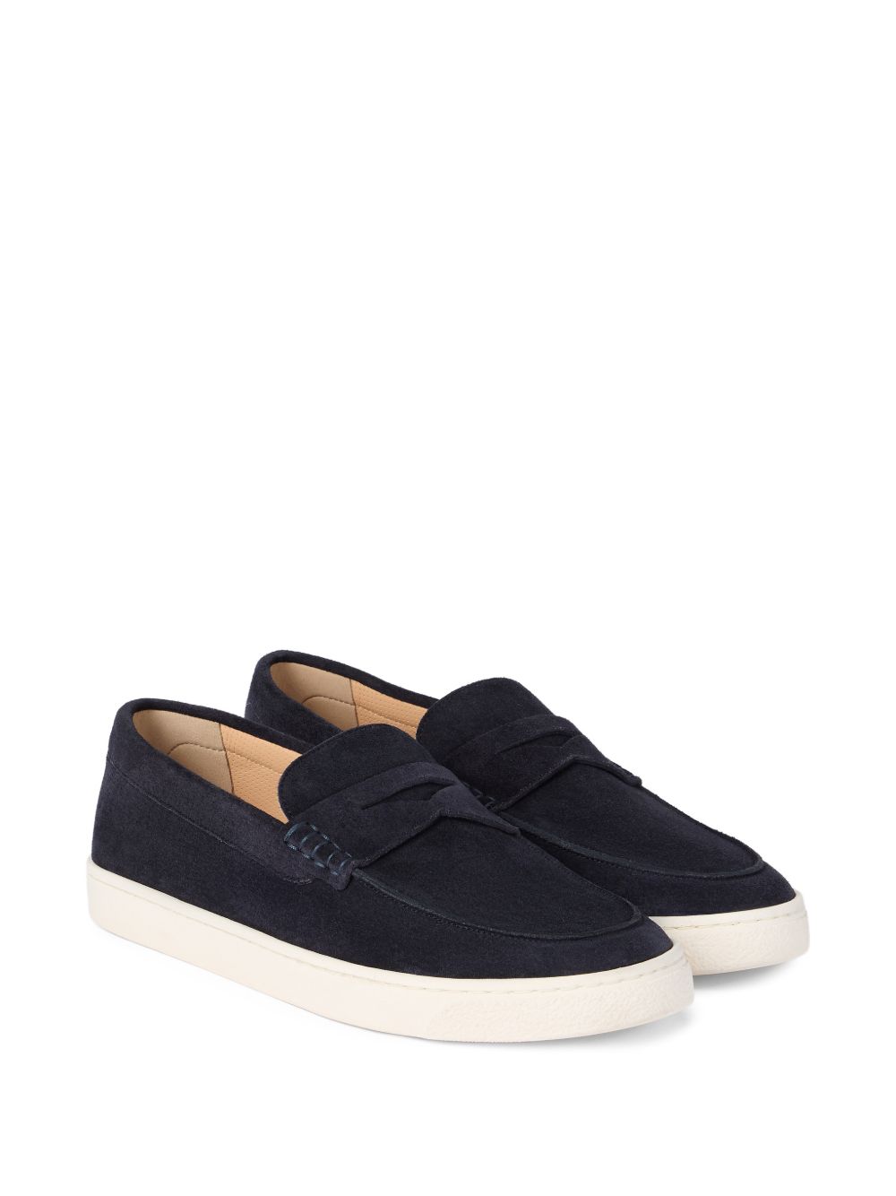 Brunello Cucinelli Navy Blue Suede Loafers