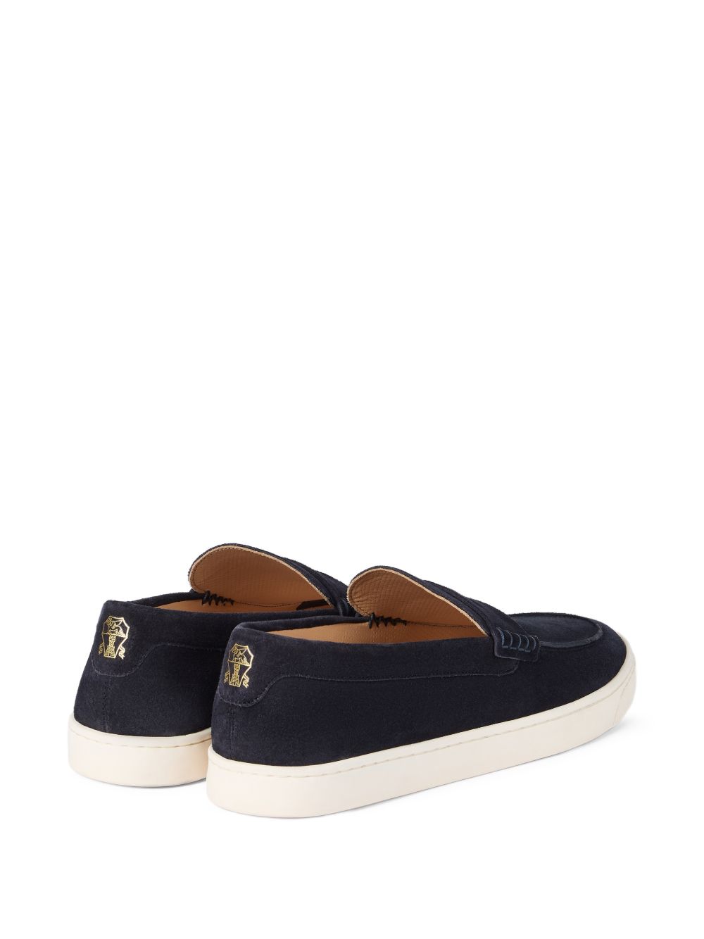 Brunello Cucinelli Navy Blue Suede Loafers