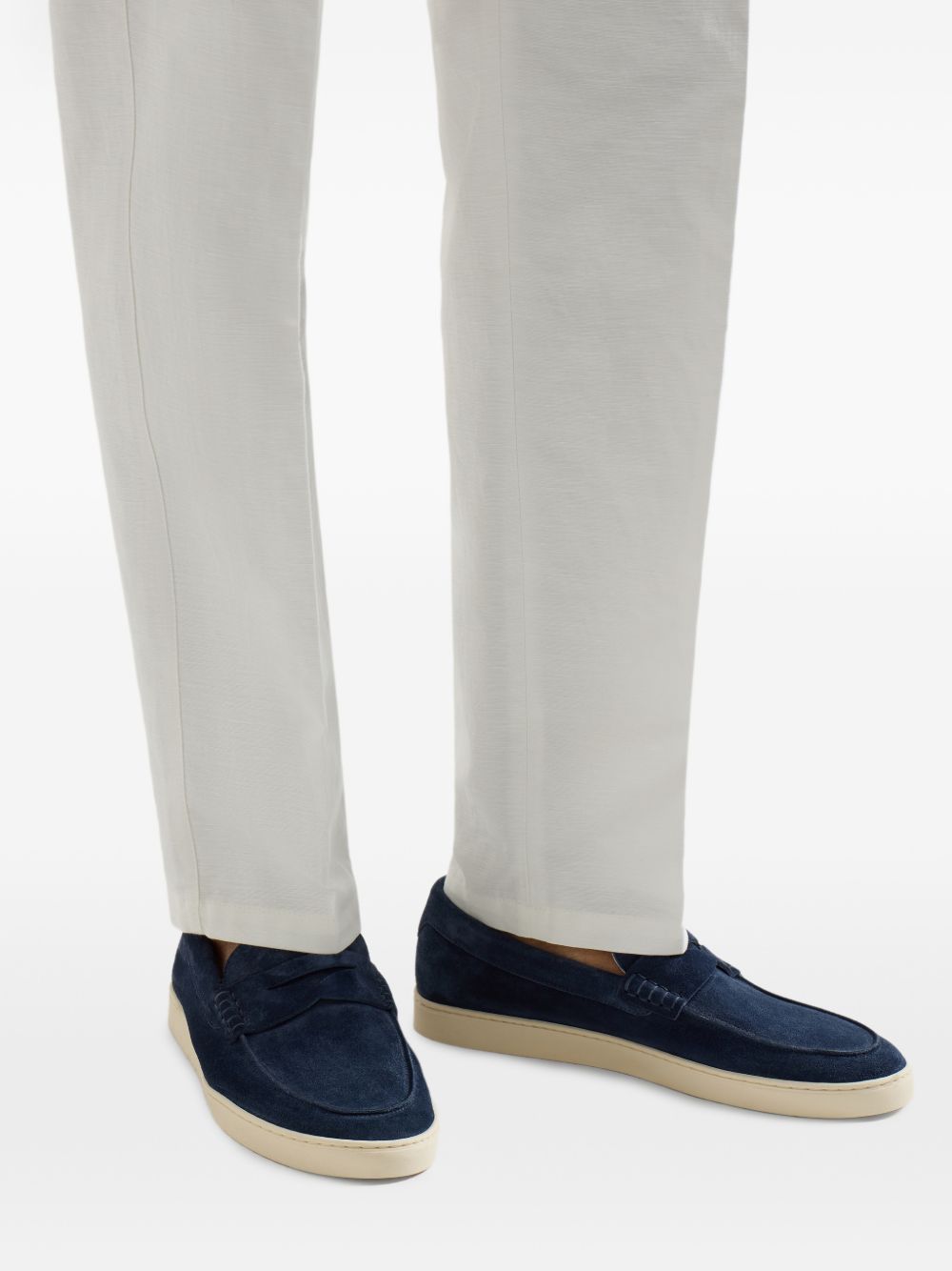 Brunello Cucinelli Navy Blue Suede Loafers