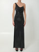 Self Portrait Black Rhinestones Draped Maxi Dress