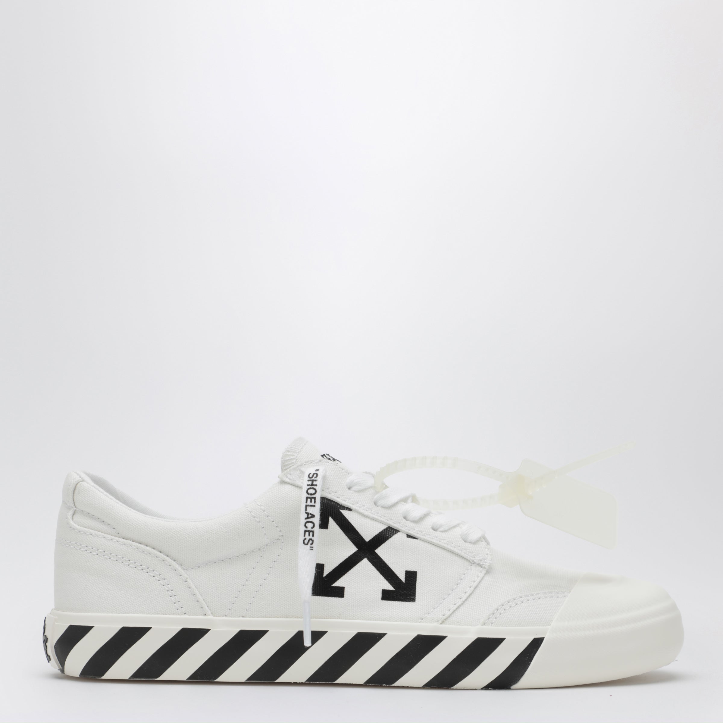 Off-White Vulcanized Laceup Fabric Sneakers In White