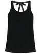 Prada Black Crepe Texture Concealed Side Zip Fastening Scoop Neck Sleeveless Triangle Logo Bead Embellishment Glass Crystal Embellishment Bow Detailing Unlined Straight Hem Thigh-Length