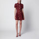Self-Portrait Lace Mini Dress With Floral Buttons In Burgundy
