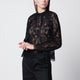 Self-Portrait Highneck Lace Blouse With Long Sleeves In Black