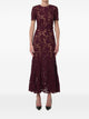 Self-Portrait Burgundy Polyester Midi Dress