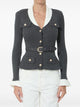Self-Portrait Grey Polyamide Viscose Wool Cardigan