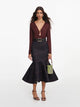 Self-Portrait Denim Belted Midi Skirt