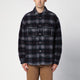 Palm Angels  Over Shirt In Navy Check Wool With Studs